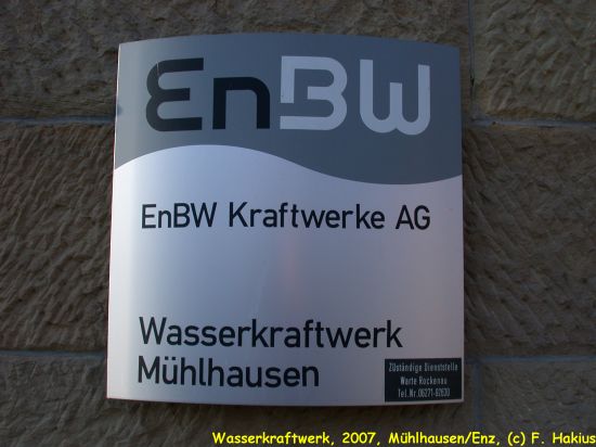 Wasserkraftwerk Mühlhausen an der Enz